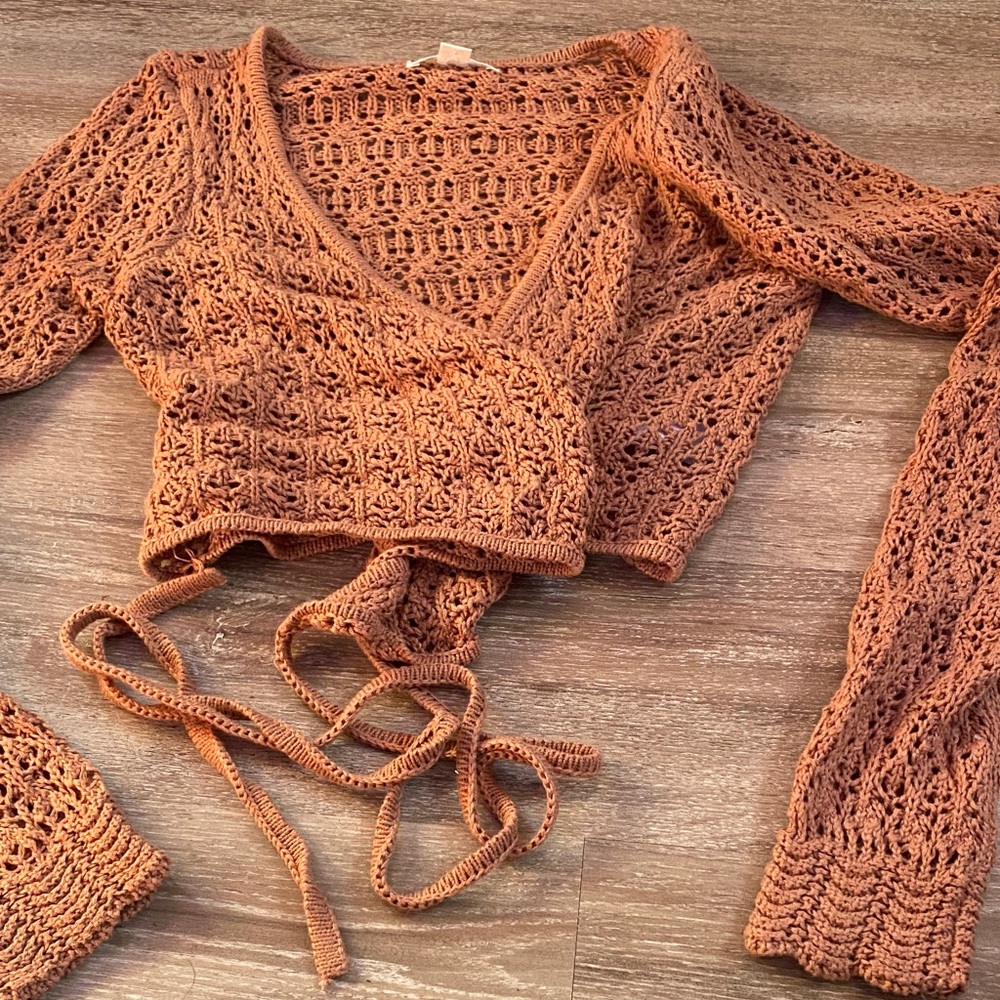 Aeropostale Rust Crochet Wrap Top